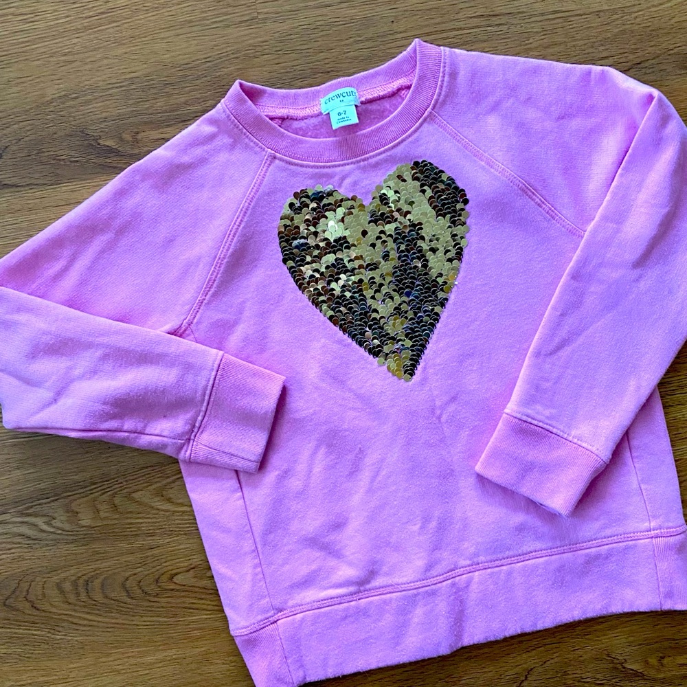 J Crew Crewcuts Valentine’s Flippy Sequined sweatshirt size 6-7